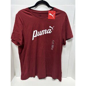 Puma Womens XL Script Logo T-Shirt Burgundy Wine Red Athletic Casual Tee New